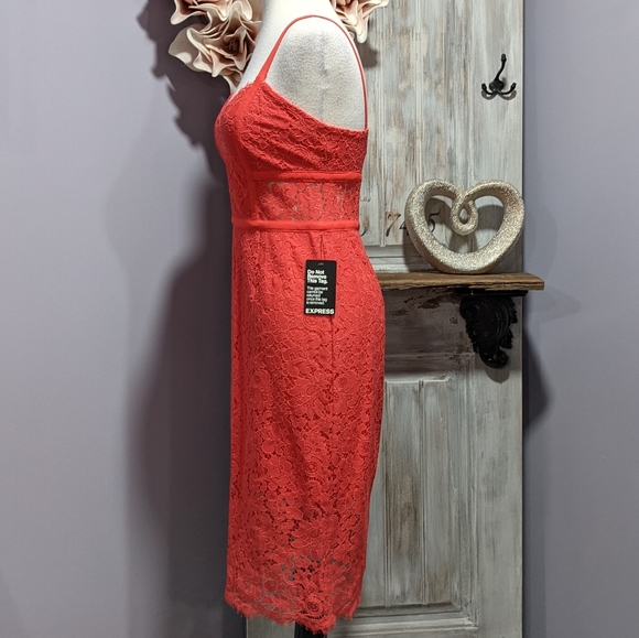 ❤️SOLD❤️NWT Express lacy sheath midi dress - Picture 3 of 9